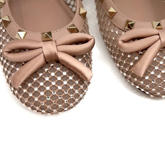 VALENTINO GARAVANI Rockstud Crystal Net Ankle-Strap Ballerina Flats new 39.5 - Picture 6 of 14